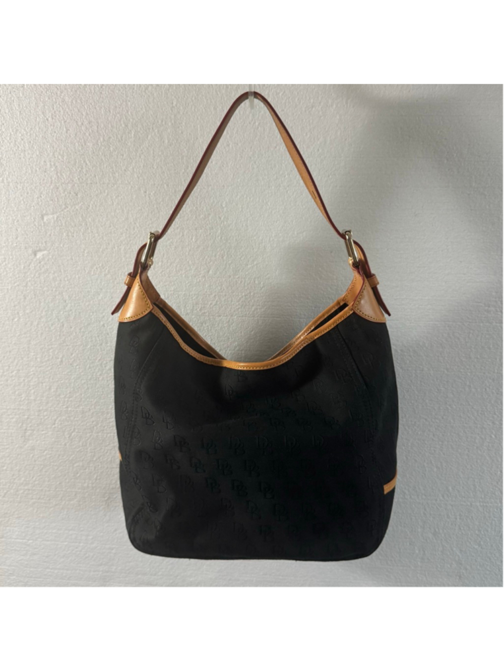 Dooney & Bourke Black Tan Monogram Hobo Bag One Size - Picture 7 of 12